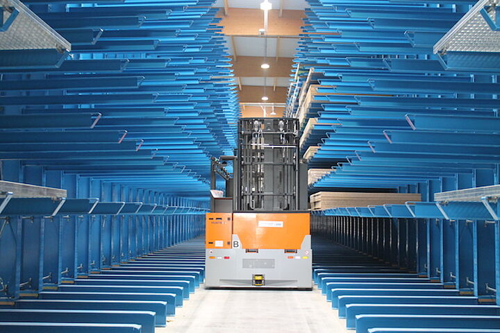 cantilever racking with forklift truck